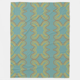 ティール（緑がかった色）幾何学模様 フリースブランケット
