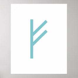 ティール（緑がかった色）幾何学的フェフ（繁栄）バイキングルーン ポスター