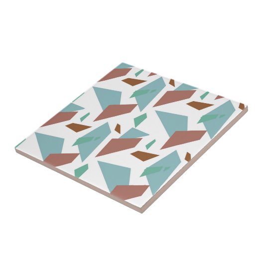 ティール(緑がかった色)幾何学的形状シームレスパターン タイル (側面)