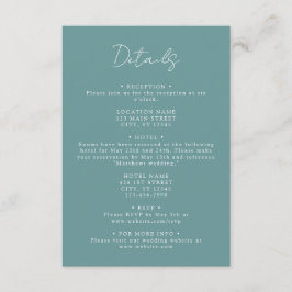 ティール（緑がかった色）座標結婚の詳細 エンクロージャーカード