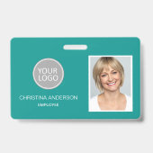 ティール（緑がかった色）従業員名ロゴフォトワー企業のク バッジ (正面)