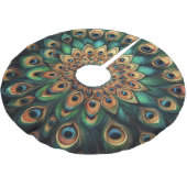 ティール（緑がかった色）懸命パステルズスケッチピーコックフェザー ブラッシュドポリエステルツリースカート (アングル)