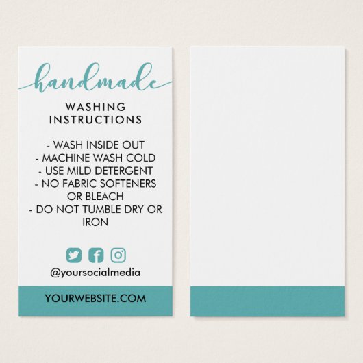 ティール（緑がかった色）手作り手洗い説明書ソーシャルメディア (正面&裏面)