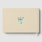 ティール(緑がかった色)手描き結婚の花 ゲストブック (裏面)