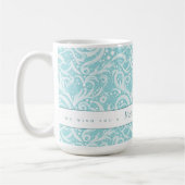 ティール(緑がかった色)抽象芸術スノーフレーク・パターン#10 ID1009 コーヒーマグカップ (左)
