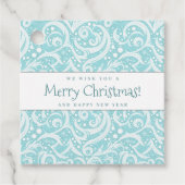 ティール（緑がかった色）抽象芸術スノーフレーク・パターン#10 ID1009 フェイバータグ (正面)