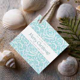 ティール（緑がかった色）抽象芸術スノーフレーク・パターン#10 ID1009 フェイバータグ