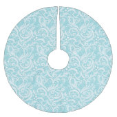 ティール（緑がかった色）抽象芸術スノーフレーク・パターン#10 ID1009 ブラッシュドポリエステルツリースカート (正面)