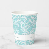 ティール（緑がかった色）抽象芸術スノーフレーク・パターン#10 ID1009 紙コップ (右)