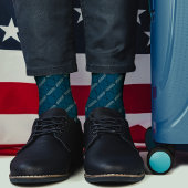 ティール（緑がかった色）抽象芸術パターンの幾何学的ダイヤストライプモンド ソックス