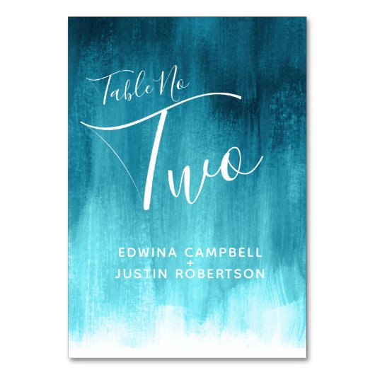 ティール（緑がかった色）抽象芸術モダン洗浄アートテーブル番号2 テーブルナンバー (正面)