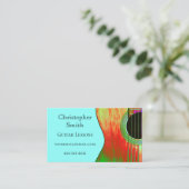 ティール（緑がかった色）抽象芸術レッドとグリーンギターのレッスン 名刺 (スタンド正面)