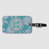 ティール(緑がかった色)抽象芸術円パターパーソナライズされたン ラゲッジタグ (正面横)