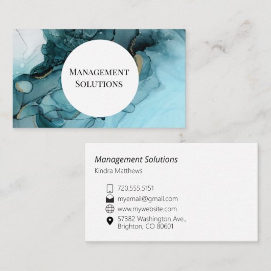 ティール（緑がかった色）抽象芸術名刺 名刺 (正面/裏面)