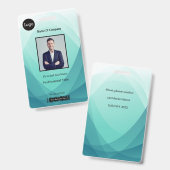 ティール（緑がかった色）抽象芸術従業員の写真ID バッジ (正面＆裏面)