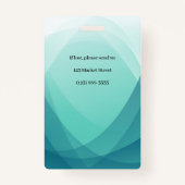 ティール(緑がかった色)抽象芸術従業員の写真ID バッジ (裏面)