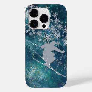 ティール(緑がかった色)抽象芸術金ゴールドスターリースノースキーヤー Case-Mate iPhone 14 PROケース