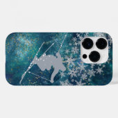 ティール(緑がかった色)抽象芸術金ゴールドスターリースノースキーヤー Case-Mate iPhoneケース (裏面 (横))