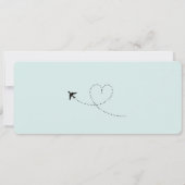 ティール（緑がかった色）搭乗パス宛先ウェディングQRコード 招待状 (裏面)