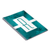 ティール（緑がかった色）斑点モノグラム ノートブック (右側)