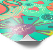 ティール(緑がかった色)旅感動的ハートかわいらしフローラ フォトプリント            (角)