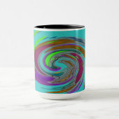 ティール（緑がかった色）旋風デザインモノグラムマグ マグカップ (中央)