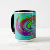 ティール（緑がかった色）旋風デザインモノグラムマグ マグカップ (正面左)