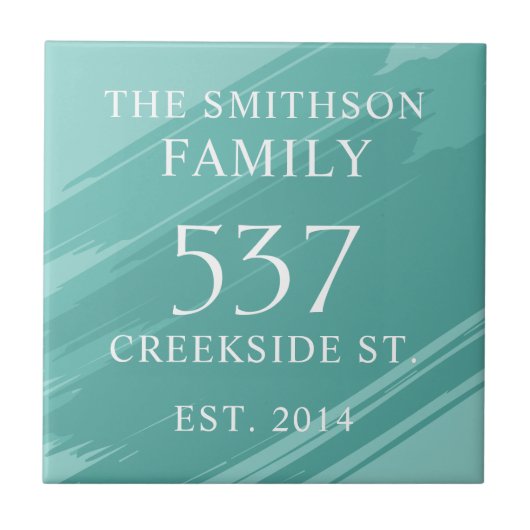 ティール（緑がかった色）日モダン定住所ハウスプラーク タイル (正面)