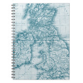 ティール（緑がかった色）旧世界アンティーク地図帳 ノートブック (正面)