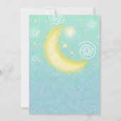 ティール（緑がかった色）星月明かりの天空のベビーシャワー 招待状 (裏面)