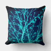 ティール（緑がかった色）春ツリー クッション (正面)