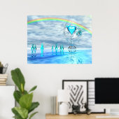 ティール（緑がかった色）時間 ポスター (ホームオフィス)