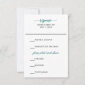 ティール（緑がかった色）書道結婚式RSVPカード 出欠カード (正面)