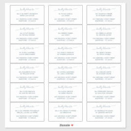 ティール（緑がかった色）書道18の結婚ゲスト住所 シール