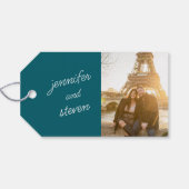ティール（緑がかった色）有利な請求ブライダルシャワー ギフトタグ (裏面横)