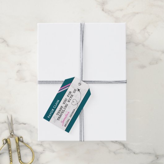 ティール（緑がかった色）有利な請求ブライダルシャワー ギフトタグ (より糸付き)