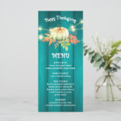 ティール（緑がかった色）木目カボチャ秋の感謝祭メニュー メニュー (スタンド正面)