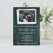 ティール(緑がかった色)木製フォトブライダルシャワー招待状 招待状 (スタンド正面)