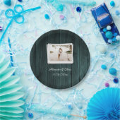 ティール（緑がかった色）木製フォトブライダルシャワー紙プレート ペーパープレート (パーティー)