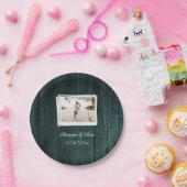 ティール（緑がかった色）木製フォトブライダルシャワー紙プレート ペーパープレート (パーティー)