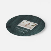 ティール（緑がかった色）木製フォトブライダルシャワー紙プレート ペーパープレート (アングル)