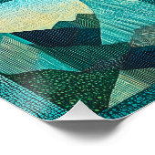 ティール（緑がかった色）枠の砂漠芸術グリッド – ジオメトカラフルリ ポスター (コーナー)