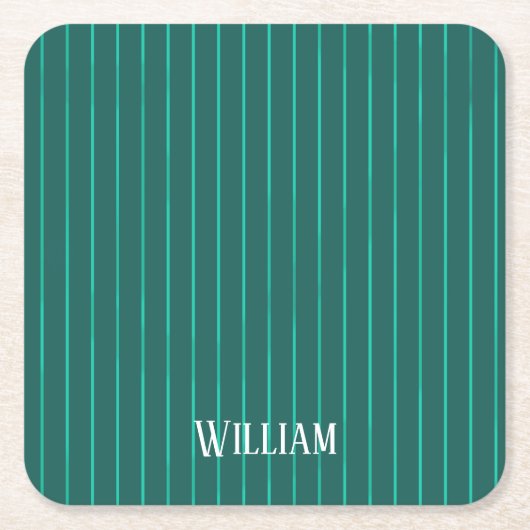 ティール（緑がかった色）梅毒 スクエアペーパーコースター (正面)