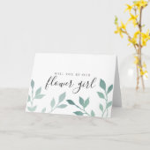 ティール(緑がかった色)植物学は私たちの花の女の子になる カード (黄色い花)