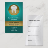 ティール（緑がかった色）歯科名刺とアポイントメントカード 予約カード (正面/裏面)