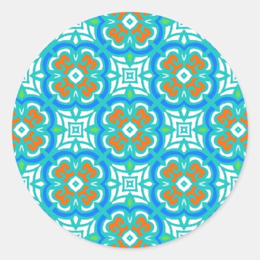 ティール（緑がかった色）民族様式 ラウンドシール (正面)