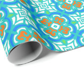 ティール（緑がかった色）民族様式 ラッピングペーパー (ロールコーナー)