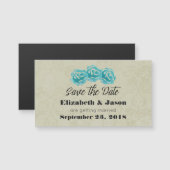 ティール（緑がかった色）水の色のバラタンダマスク日付を保存 (正面/裏面)