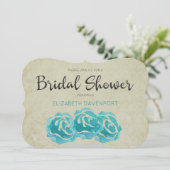 ティール(緑がかった色)水カラーバラオンタンダマスクブライダルシャワー 招待状 (スタンド正面)