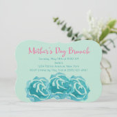 ティール(緑がかった色)水カラーバラマザーズデイブランチ 招待状 (スタンド正面)